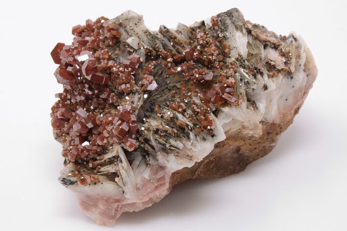 3.4" Ruby Red Vanadinite Crystals on Barite - Morocco